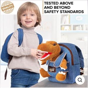 Naturally Kids Backpack With Brown Plush T-Rex Dinosaur Toy Toddler NEW!